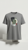 T-shirt gris ciment à motif sérigraphié